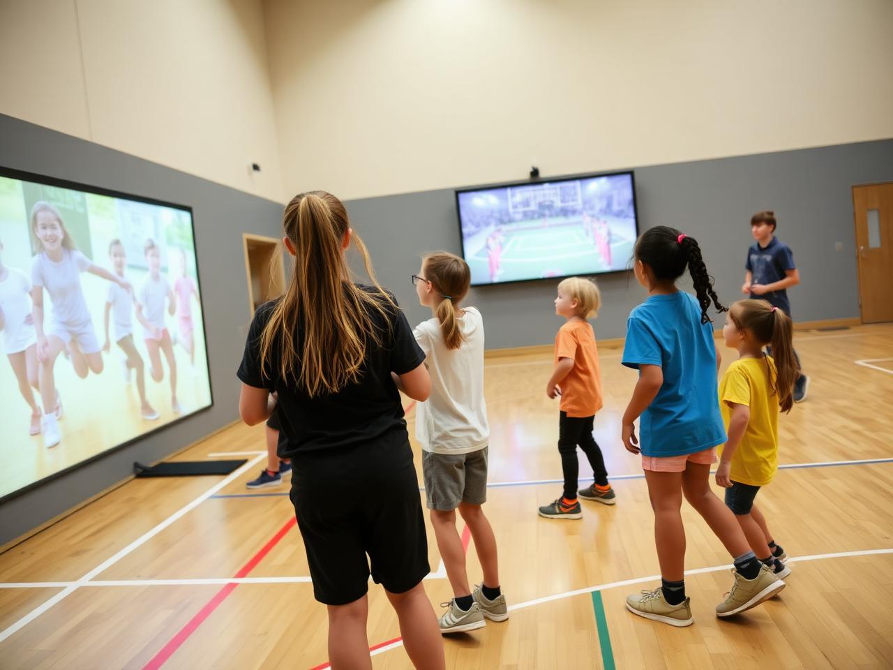 Enfants et encadrants pendant un stage sportif de vacances